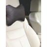 Подушка-косточка SIGER на подголовник автомобиля перфорированная экокожа ромб (черная) pkp002-b